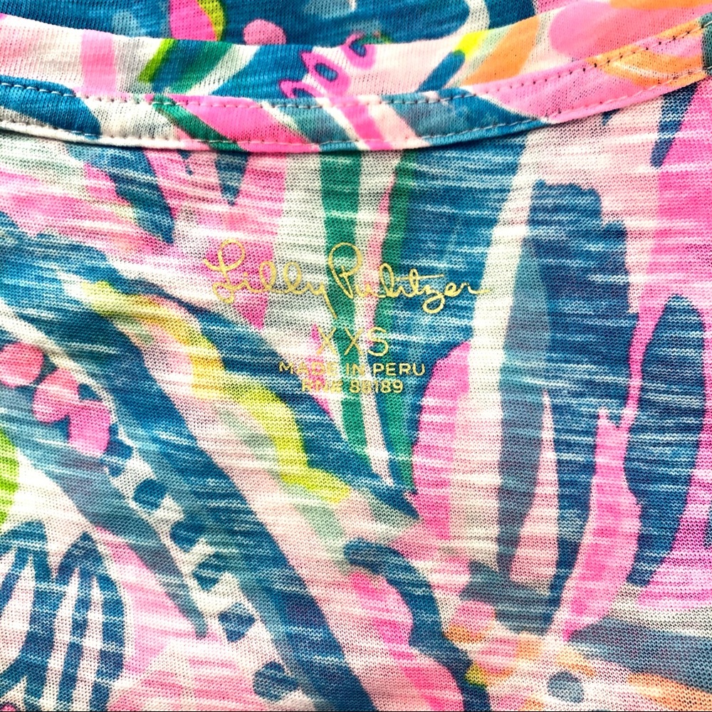 Lilly Pulitzer Pink Blue Etta Top Carnival Coral - Picture 6 of 9